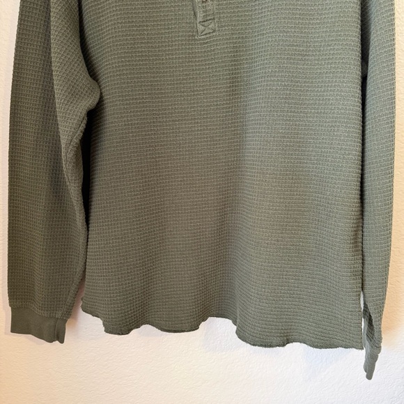 Marine Layer Men’s Waffle Knit Henley Long Sleeve Olive Green Shirt Size Medium - Picture 5 of 9